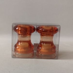 New in Box Life at Home Peach Acrylic Salt and Pepper Shaker Set